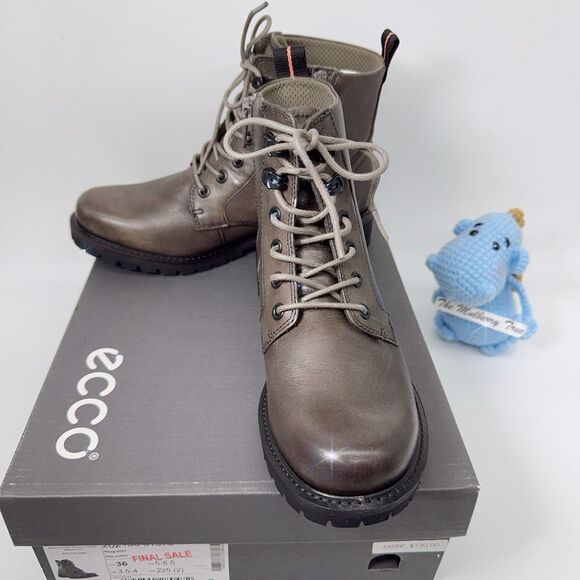 ECCO Elaina 202153 01375 Women’s Leather Lace Up Ankle Boots Warm Grey 36 5 5.5 - Picture 4 of 13